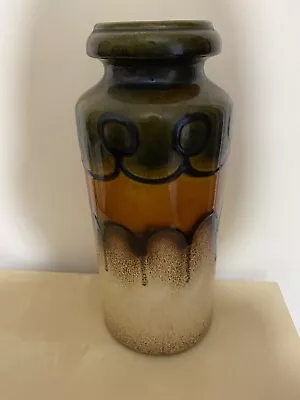 Buy Vintage West German Pottery Vase 12   Retro Orange Green Beige 517 30 • 19.99£