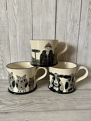 Buy Moorland Pottery Lakeland Ware Mugs X 3 The Fell Walker Country Cow Country Pig • 50£