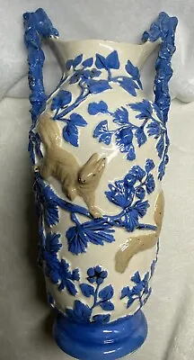 Buy Antique Rare Eichwald Double Handle Victorian Vase Squirrel And Grape Vine • 473.39£
