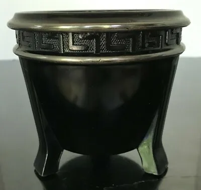Buy ART DECO LE Smith Depression Glass Black Amethyst Vase Flower Bowl Greek Key • 48.25£