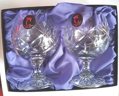 Buy Crystal Of Distinction. Pair Brandy Glasses, Boxed. Lq • 9£