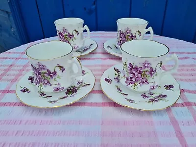 Buy 4 Hammersley Bone China Teacups And Saucers Victorian Violets • 29.99£