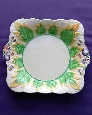 Buy Vintage Clarice Cliff Ceramic Plate. Newport Pottery. Green Leaf Pattern • 20£