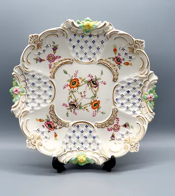 Buy Irish Dresden Müller Volkstedt Porcelain Gilt Lattice Flower Decorative Dish • 54£