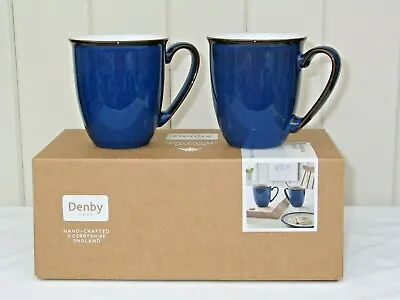 Buy Coffee Mugs Denby Imperial Blue Set Of 2 Gift Boxed Uk Made Bnwt Freepost • 29.99£