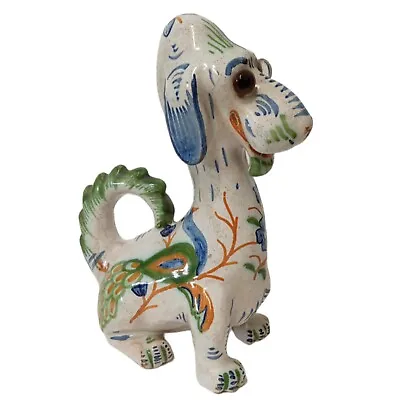 Buy Mosanic Seater Dog French Faience Figurine Paperweight Glass Eyes, Circa 1900 • 98.99£