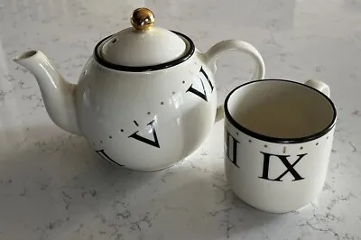 Buy ARTHUR WOOD Teapot  For One. Roman Numeral Clock Design England Vintage • 21.54£