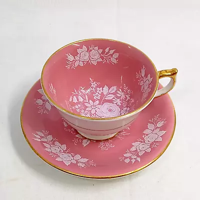 Buy Vintage Aynsley Teacup And Saucer Pink And White / #2448 • 19.99£