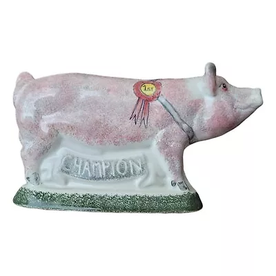 Buy Vintage Rye Pottery Champion Pig 1st Place Signed Pink Hog Bovine Figurine 2001 • 56.82£