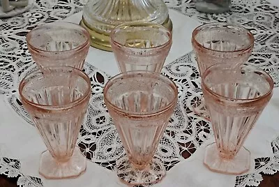 Buy VTG- Janette Adamas 1930's Pink Depression Footed Beverage Glasses-Set Of 6-New  • 118.59£