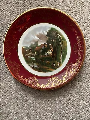 Buy Pair Of Weatherby Hanley Royal Falcon Ware Saucers Brown Gold Windmill Cattle • 19.99£