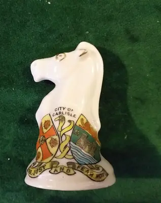 Buy Antique SWAN China Crestware Knight Chess Piece,''CITY OF CARLISLE'' Crest • 9.99£