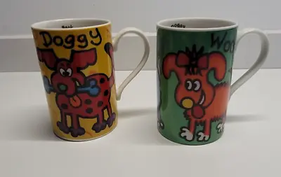 Buy Dunoon Doggies Pair Of Mugs By Jane Brookshaw Stoneware 1990s Y2K • 18£