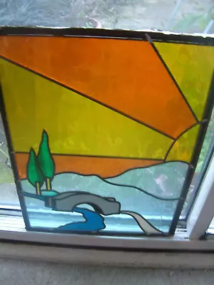 Buy *fabulous Art Deco Reclaimed Stained Glass Panel With Bizzare Clarice Cliff Sun* • 149.99£