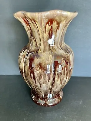 Buy Vintage Mid-Century ~ Drip Glaze Brown Art Pottery Vase ~ Marked Foreign 9 1/4” • 15.15£