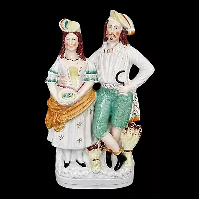 Buy Large Victorian Staffordshire Pearlware Figure; Albanian Farmer And Wife Harvest • 300£