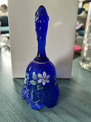 Buy Fenton - Cobalt Blue - Glass Bell - Hand Painted Floral - Signed - 6  Tall • 14.34£