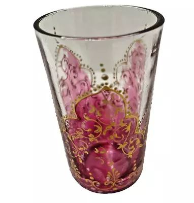 Buy Antique Univer Moroccan Hand Painted Purple Gold Juice Glass 3.25  Tall • 10.36£