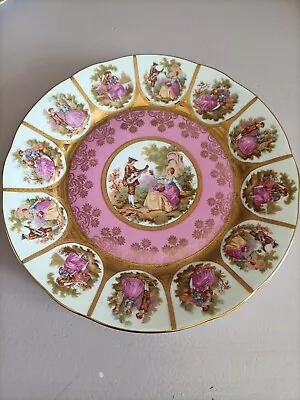 Buy Vintage Adler Bavarian Love Story Gilded JWK Karlsbad Pink Decorative Plate • 35£