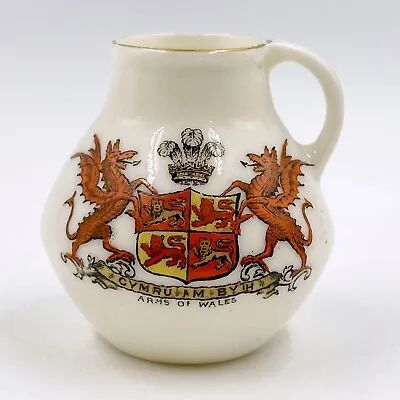 Buy Vintage Wh Goss Crested China Model Of Old Dorchester Jug - Arms Of Wales • 10£