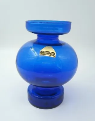 Buy Vintage Ingrid Glas Cobalt Blue Candlestick - With Original Label German C1970's • 19.95£