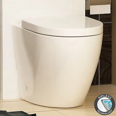 Buy Comfort Height Rimless Back To Wall Toilet BTW Pan With Soft Close Seat White • 169.99£