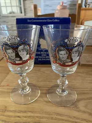Buy Charles & Diana Commemorative Goblets Glasses Ravenhead 1981 Boxed Wedding C2073 • 8.99£