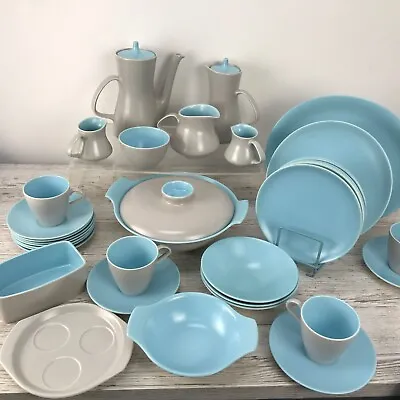 Buy Poole Pottery Twintone Sky Blue/Dove Grey Teapot Cups Saucers Plates Dishes Jugs • 8.99£