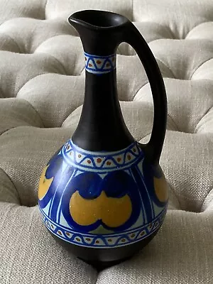Buy Antique Gouda Pottery -  Hand Painted Abstract Decorated Jug- Art Deco • 29£