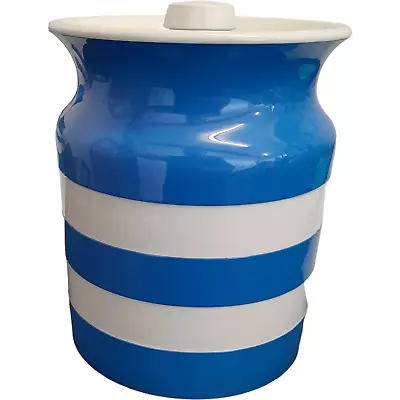 Buy Cornishware Plain Storage Jar With Lid - Blue & White Striped • 12.99£