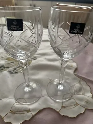 Buy Pair Of Royal Doulton Lead Crystal White Wine Glasses  • 10£