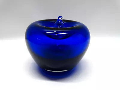 Buy Cobalt Blue Apple Art Glass Hand Blown Paperweight • 10.55£