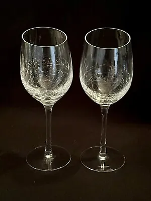 Buy 2 Pier 1 Clear Slanted Rim Crackle White Wine Goblet Glass - Retired Slant Top • 38.54£