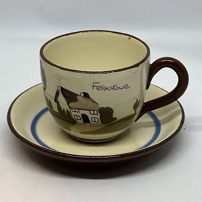 Buy St Marychurch Pottery Torquay Cup And Saucer Motto Ware Felixstowe *flaw • 9.99£