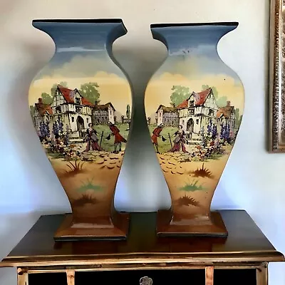 Buy Pair Of Vintage Vases Depicting Two Scenes - No Reserve • 10.50£