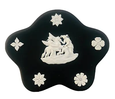 Buy Wedgwood Black Jasperware Pegasus Pentafoil Shape Cameo Trinket Box Neoclassical • 13.99£