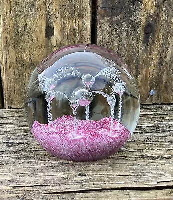 Buy Vintage Caithness Scotland Glass Paperweight 'Maydance' Pink • 7.99£