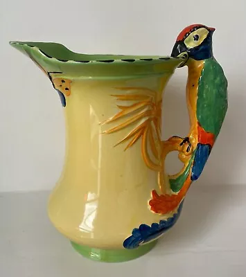 Buy Burleigh Ware Vintage Ceramic Jug 1930s Hand Painted Parrot Handle & Butterfly • 65£