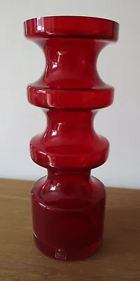 Buy Vintage Scandinavian Alsterfors Cased Glass Vase. Deep Red. Very Good Condition. • 65.99£