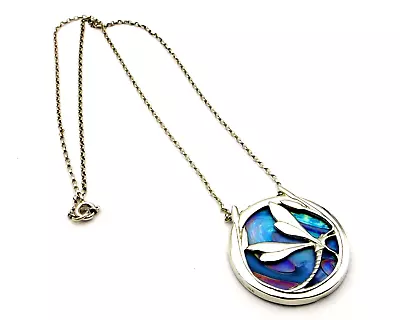 Buy Sterling Silver Necklace Dragonfly Pendant By Pat Cheney With Ditchfield Glass • 219.99£