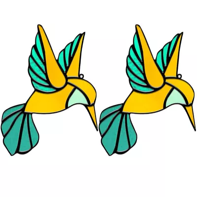 Buy Stained Glass Birds Window Hangings (2pcs) For Home And Car Decor • 11.35£