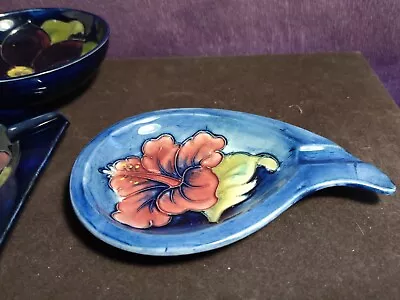 Buy Moorcroft Hibiscus Pattern Footed Blue Ashtray • 49.99£