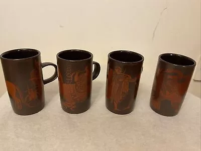 Buy Vintage Purbeck Pottery England Greek Myths Set 4 Mugs • 12.50£