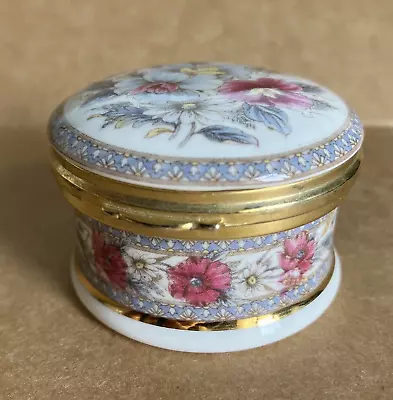 Buy Staffordshire Fine Bone China Hinged Round Floral Trinket Box • 2.99£