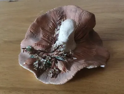 Buy Collectors Item - Handcrafted Ceramic Pottery Mushroom With Dried Flowers • 6.99£