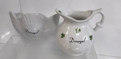 Buy Donegal Ireland Sugar Bowl & Milk/Cream Jug Shamrock Design Porcelain China  • 9.99£