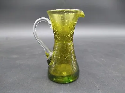 Buy Rainbow Olive Green Blown Crackle Glass Pitcher • 13.02£