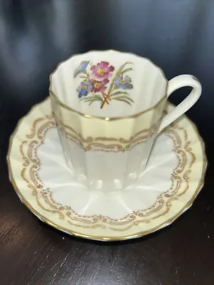 Buy Vintage Royal Worcester Cromwell Demitasse Cup And Saucer Yellow & Colored Rose • 6.63£