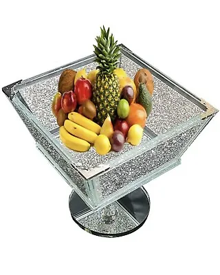 Buy Crushed Diamond Fruit Bowl Crystal Silver Large Kitchen Tableware Bling • 49.99£