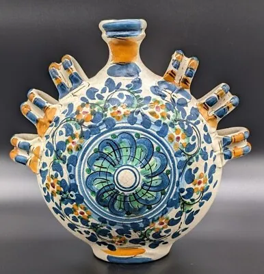 Buy Vintage Signed Hand Painted Moon Flask Italian Sicilian Pottery From Caltagirone • 94.65£